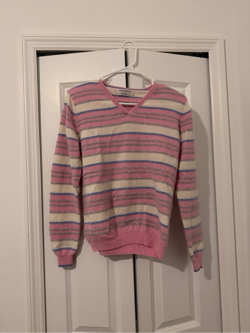 Striped Pink & Cream Gleneagles of Scotland Cashmere Sweater